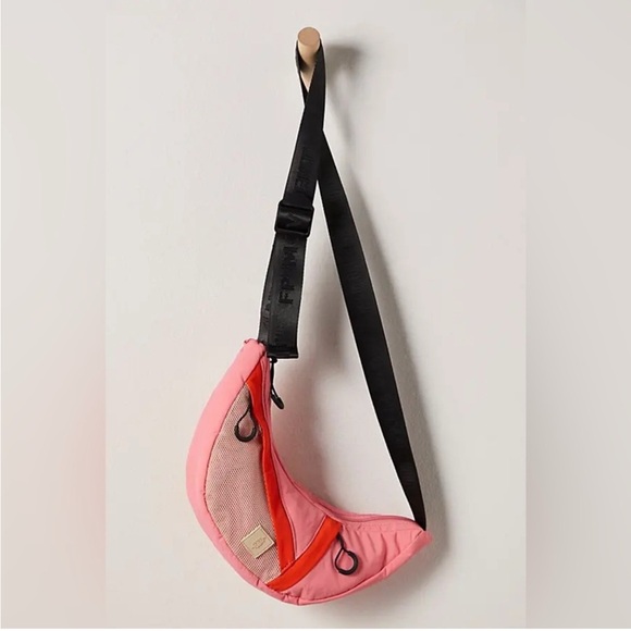 Free People Nothin But Net Sling crossbody Bag Pink Red new casual athleisure - Picture 1 of 4